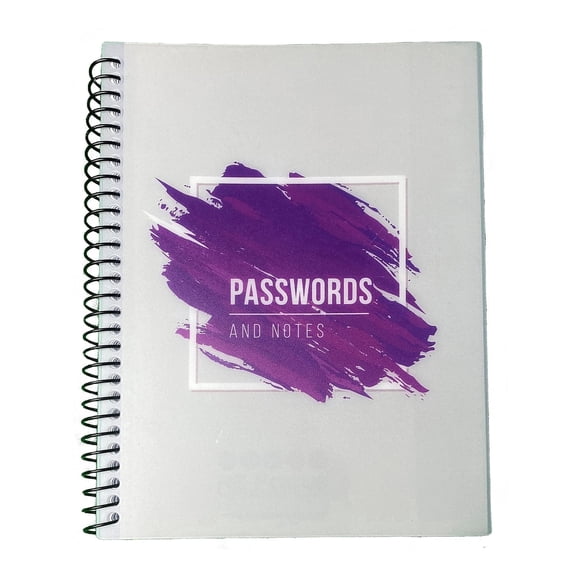 RE-Focus The Creative Office Password Keeper Book with Alphabetical Tabs, Spiral Binding, Purple