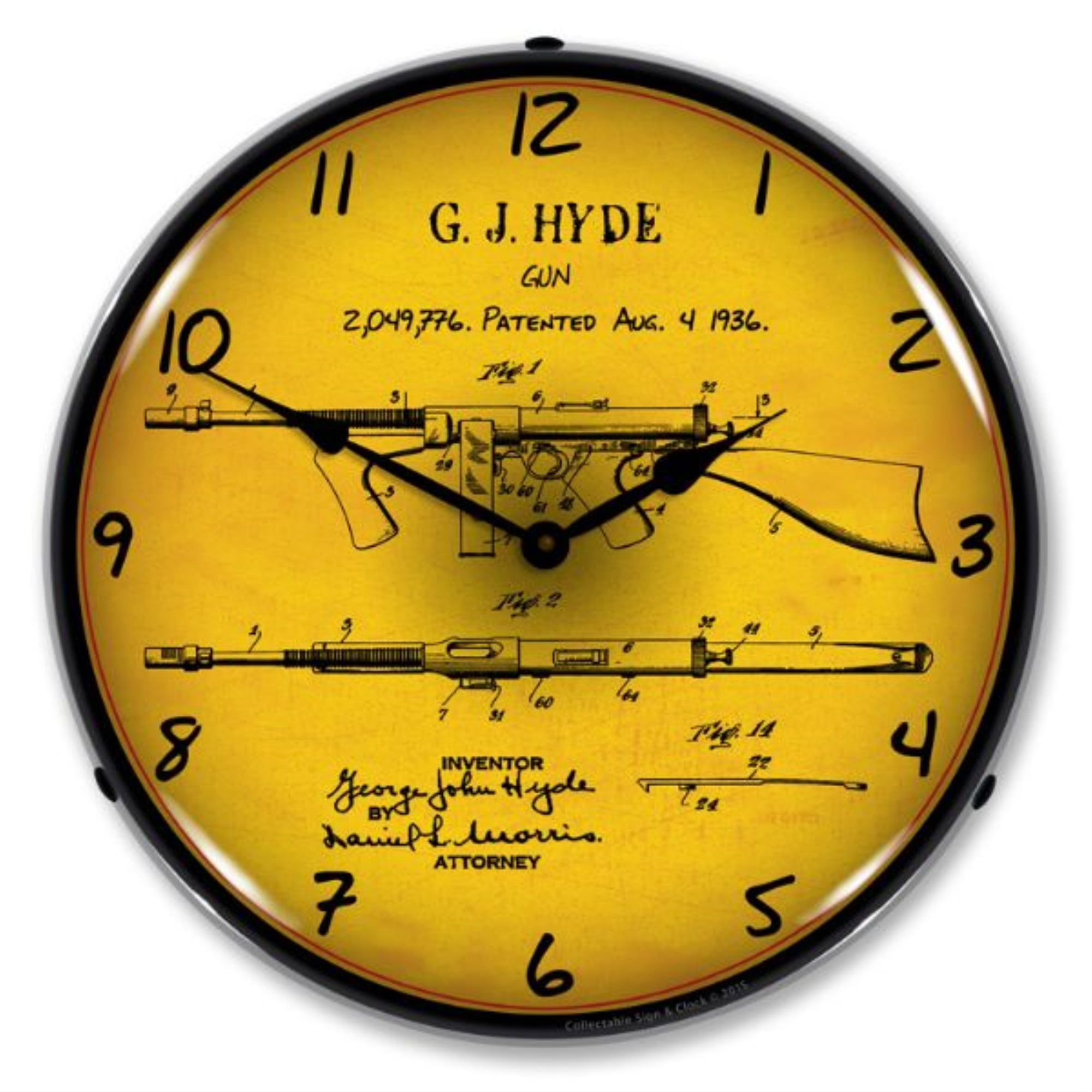 RE1507611 Thompson Sub Machine Gun Patent clock - Made in USA - Walmart.com, image size:2000x2000