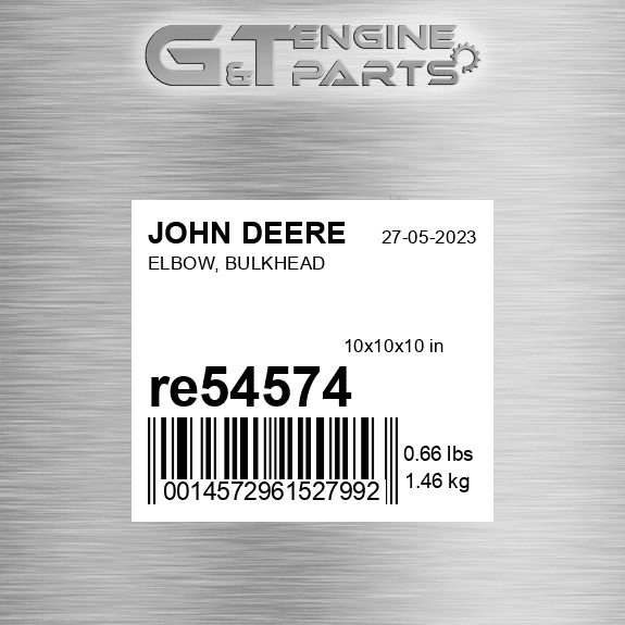 Red 4574 RE54574 ELBOW, BULKHEAD fits JOHN DEERE (New OEM) - Walmart.com