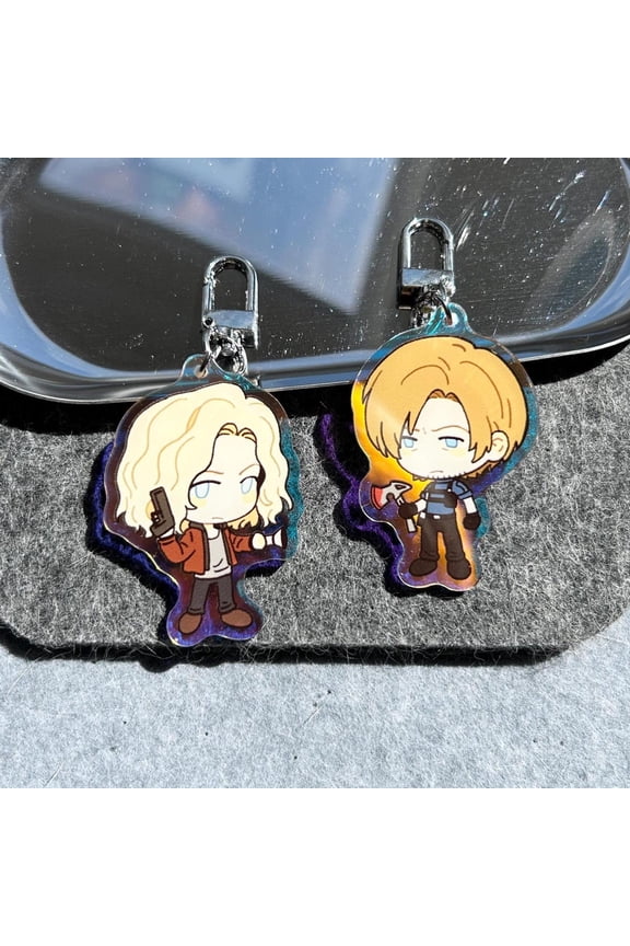 RE9 Grace & Leon Character Keychain - RE Video Game Acrylic Keyring (1 keychain)