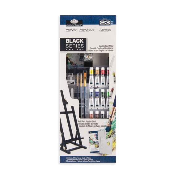 Royal & Langnickel essentials 23pc Black Series Acrylic Paint H-Frame Easel Art Set