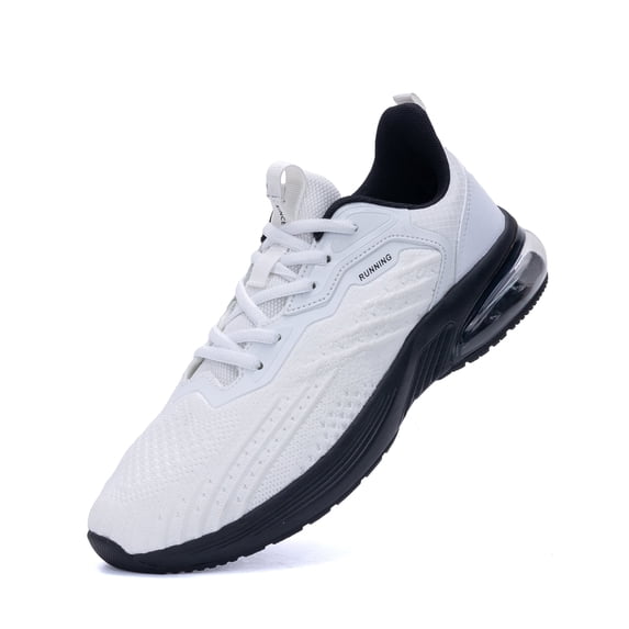 REABO Men's Air Cushion Running Shoes Slip-on Breathable Knit Tennis Walking Sneakers Lightweight Athletic Sports Shoes for Daily Wear & Gym