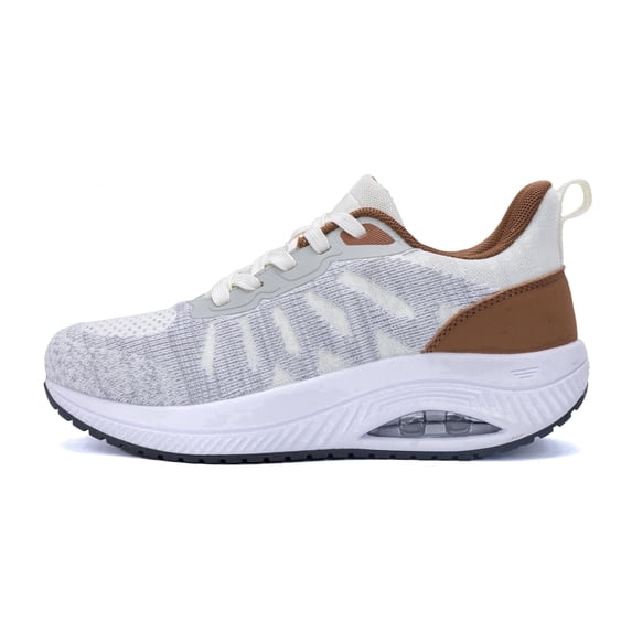 REABO Women's Arch Support Walking Shoes Orthotic Lightweight Breathable Sneakers for Plantar Fasciitis,Beige Size 5.5