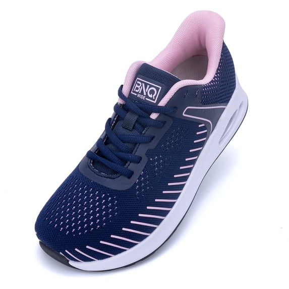 REABO Women's Wide Toe Box Walking Shoes Sneakers with Arch Support,Blue/Pink, Size 10.5