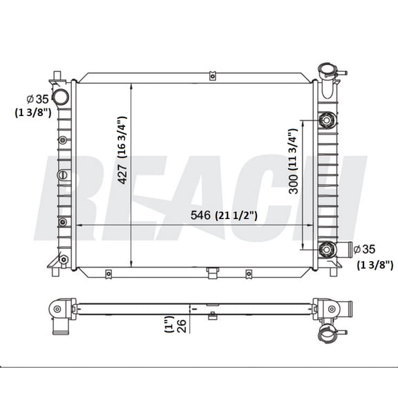 REACH 41-1273 Radiator for 91-99 Mercury Tracer; 91-02 Ford Escort