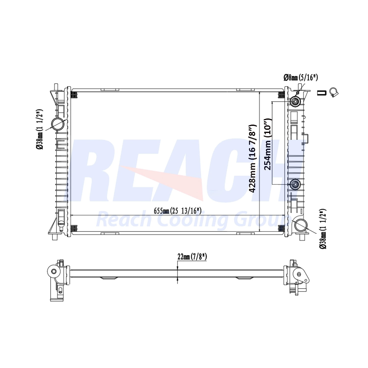 REACH 41-13126 Radiator for 12-10 Ford Fusion; 11-10 Mercury Milan