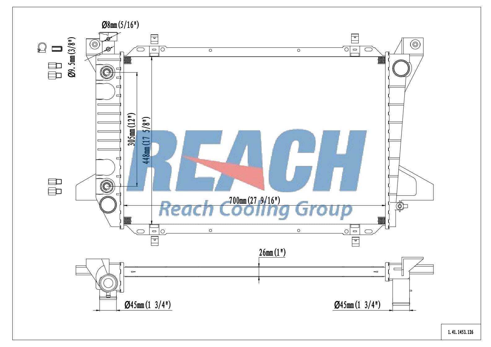 REACH 41-1453 Radiator for BRONCO 85-96/F-Series 85-97, Automotive Radiator Replacement Part