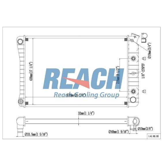 REACH 41-162 Radiator for GM APPLICATION 72-87, Automotive Radiator Replacement Part