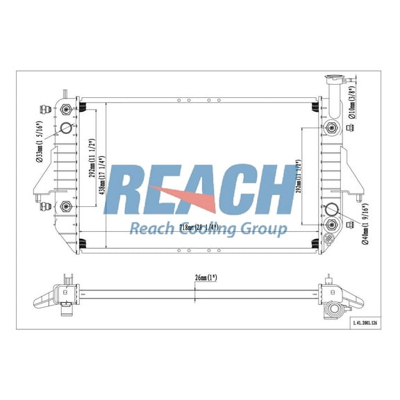 REACH 41-2003 Radiator for 1996-2005 Chevrolet Astro; 1996-2005 GMC Safari