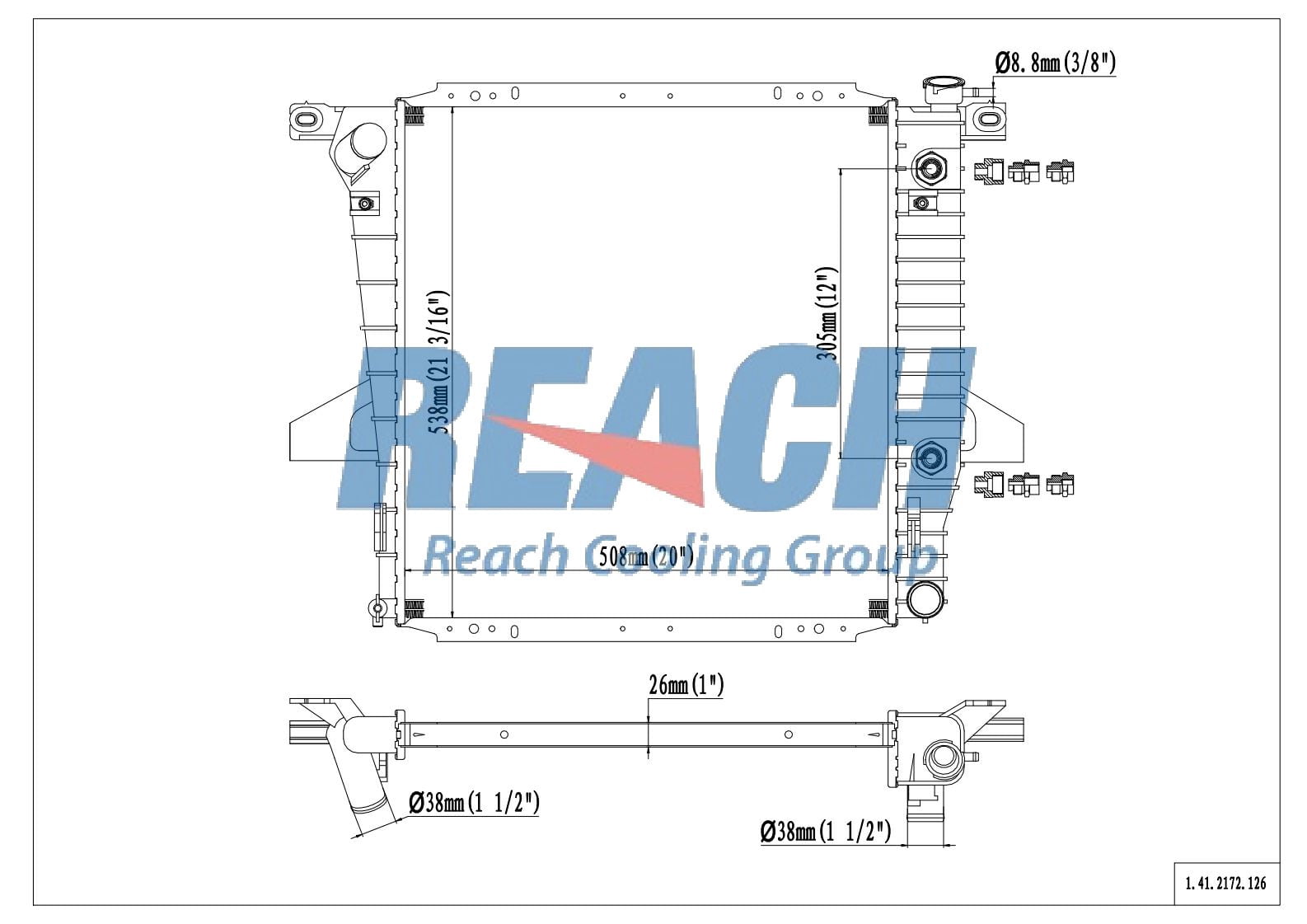 REACH 41-2172 Radiator for 98 Ford F-100 Ranger; 01-98 Ford Ranger; 01-98 Mazda B2500