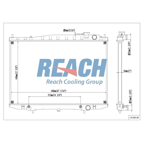 REACH 41-2215 Radiator for 04-98 Nissan Frontier; 04-00 Nissan Xterra