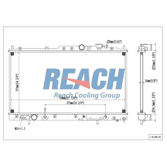 REACH 41-2301 Radiator for 02-99 Mitsubishi Galant, Automotive Radiator Replacement Part