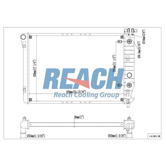 REACH 41-2611 Radiator for 04-01 Chevrolet Corvette, Automotive Radiator Replacement Part