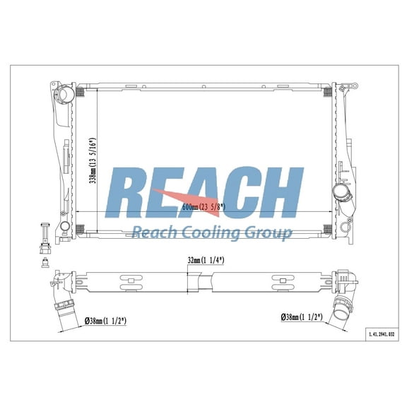 REACH 41-2941 Radiator for 07-11 335 Series, 09-11 Z4, Automotive Radiator Replacement Part