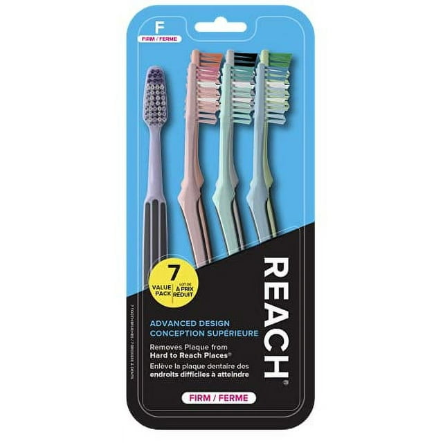 REACH Advanced Design Toothbrush, Firm Bristles, 7 Count Value Pack