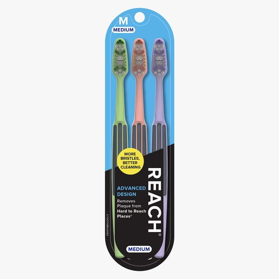 REACH Advanced Design Toothbrushes, DNF2Medium, 2-Count