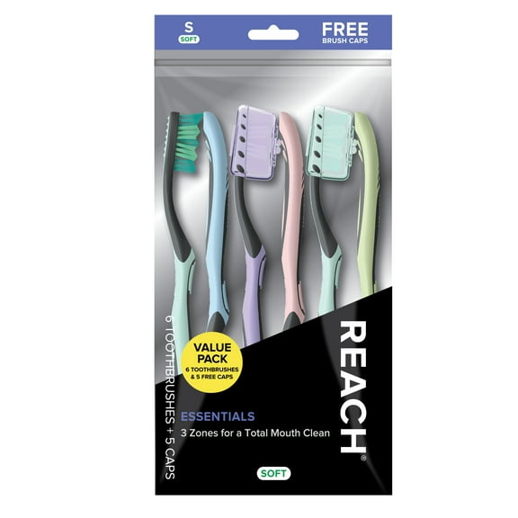 Reach Essentials Toothbrush, Soft, 6 Count