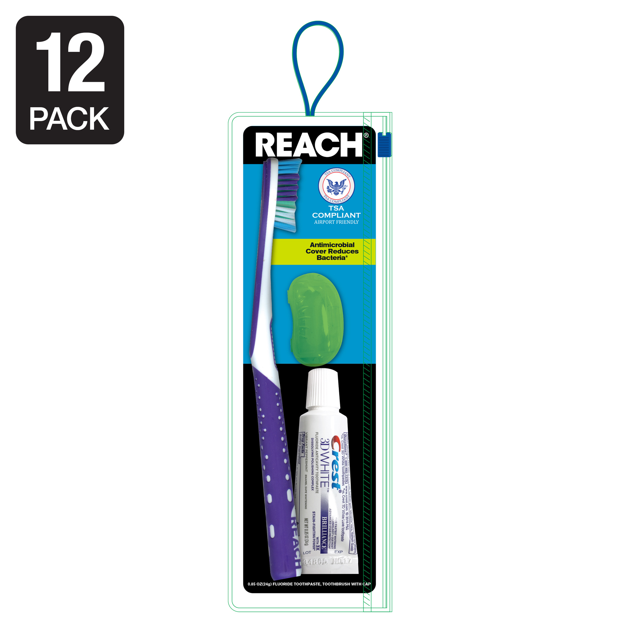 REACH Oral Care Travel Kit, 4 Piece, Pack of 12 kits