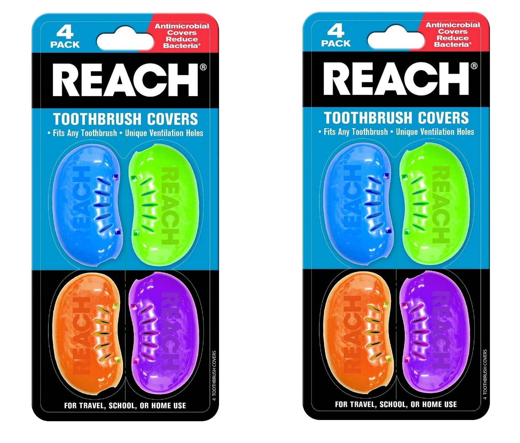 REACH Toothbrush Covers, 4 covers per pack (2 Packs)