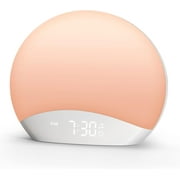 REACHER Sound Machine Sunrise Alarm Clock with Night Light, 26 Nature Inspired Sleep Sounds, 0-100% Dimmable Clock, Sunrise Lamp, Wake Up Light, Brown/Pink/White Noise Machine for Babys, Adults, Kids