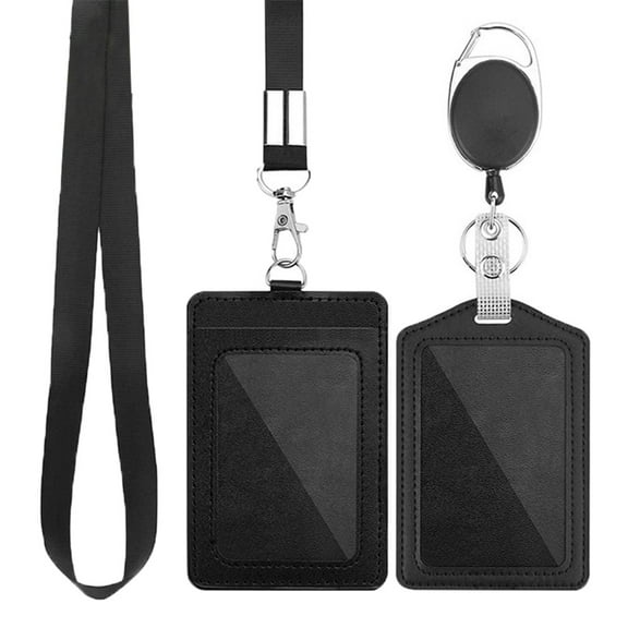 REACHISE 1 Set Retractable Badge Holders PU Badge Cases ID Cards Name Tag Holders
