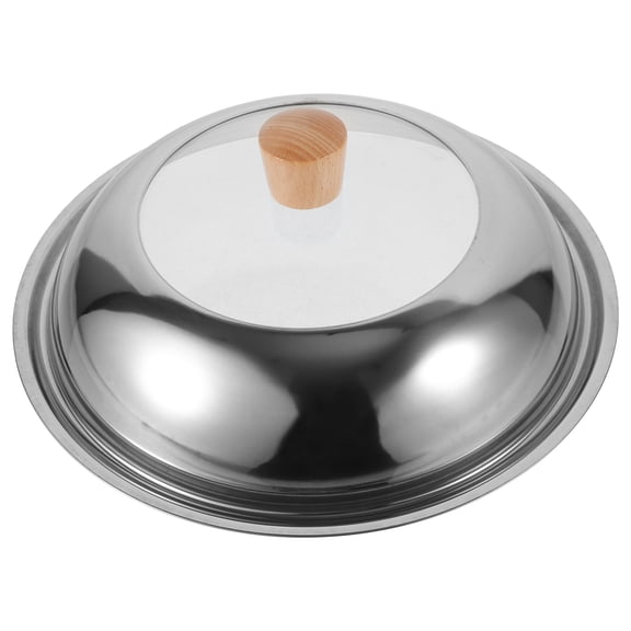 REACHISE 1 Set Stainless Steel Lid Pot Metal Lid Covering Reusable Pot Lid Multipurpose Lid with Wood Handle
