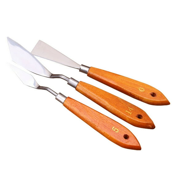 FUEENIRVA Spatula Brown 3Pcs 0.9In X 7.7In Oil Painting Tool Kit
