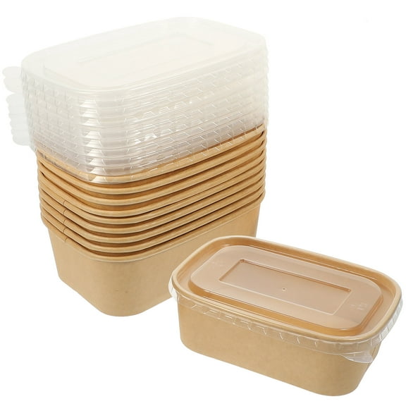 REACHISE 10 Sets of Kraft Paper Food Boxes Fried Snacks Containers Practical Food Packaging Boxes