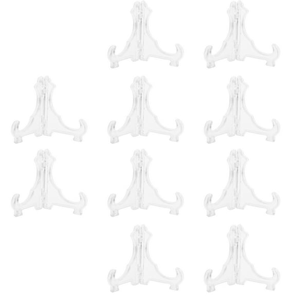 FUEENIRVA Easel Stands Coin Display Acrylic 10Pcs Transparent Badge Stand