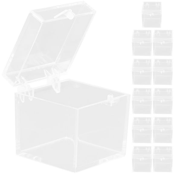 REACHISE 12pcs Transparent Mineral Sample Display Box Cube Specimen Storage Boxes Display Box