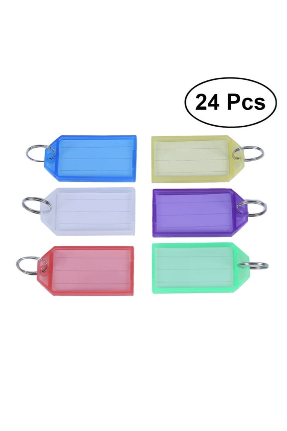 24pc Multicolor Plastic Key Fobs Luggage ID Tags Labels Key Rings (Mixed Color)