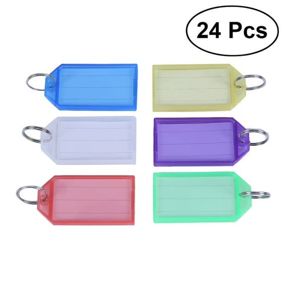 REACHISE 24pc Multicolor Plastic Key Fobs Luggage ID Tags Labels Key Rings (Mixed Color)