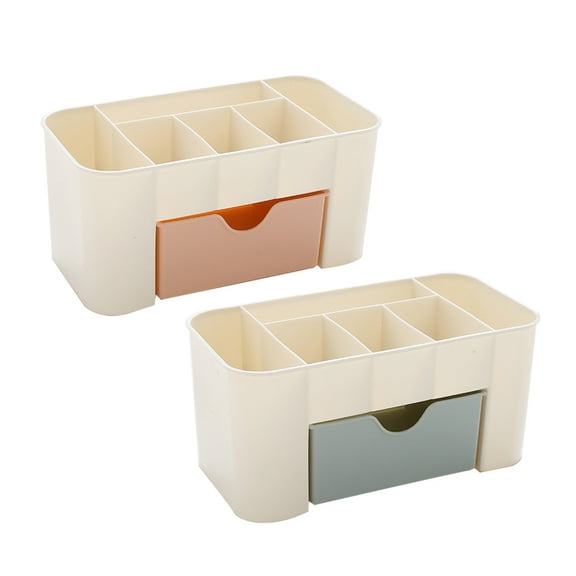 REACHISE 2pcs Multifunctional Saving Space Desktop Comestics Toiletry Organizer Makeup Storage Box with Drawer (Random Color)
