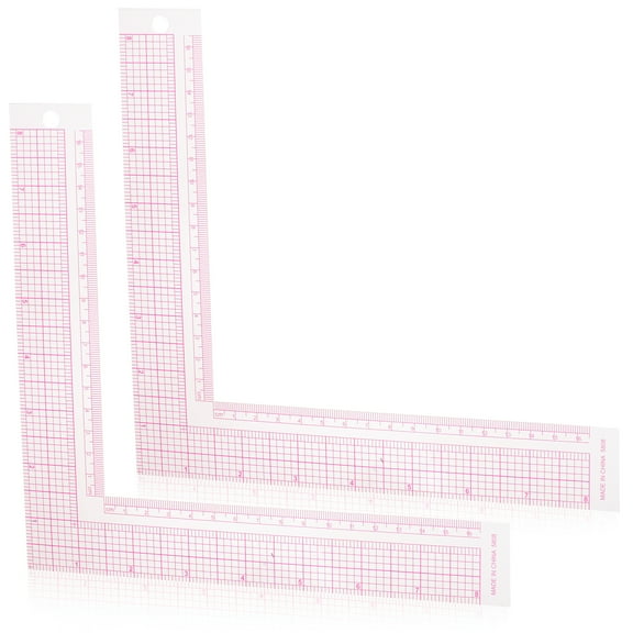 FUEENIRVA Sewing Curve Ruler Plastic Pink for Designers Clothes Making 2Pcs 8.5X8.5X0.04In