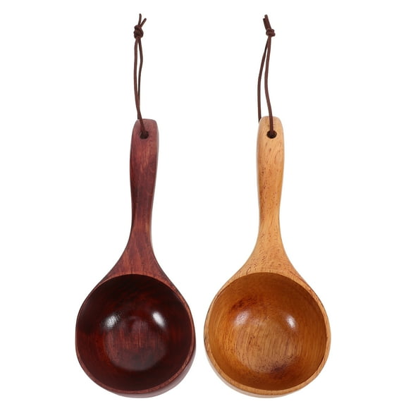 FUEENIRVA Soup Ladle Spoon Wood Ladle for Kitchen Light Color 2Pcs