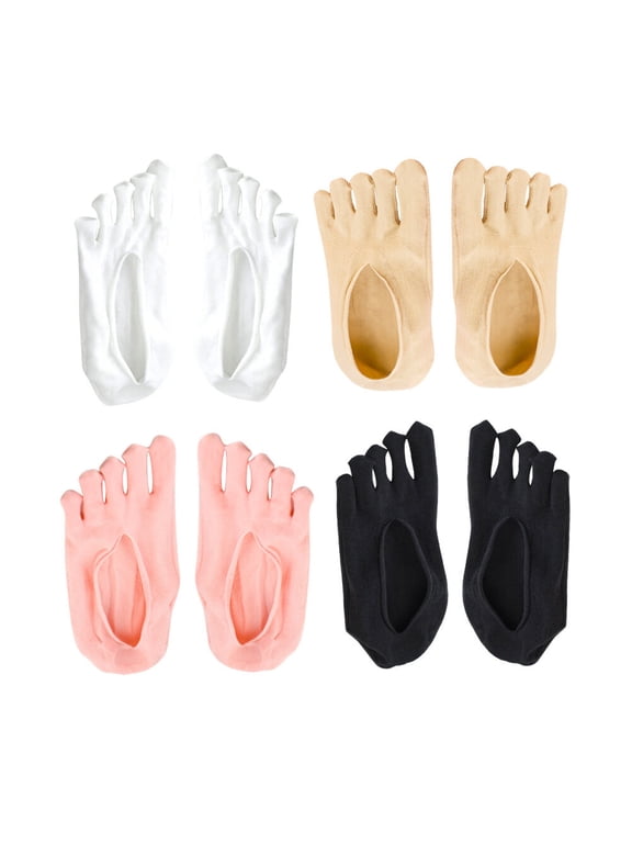 Toe Cover Socks Women Cotton Pink 4 Pairs Nonslip Prevent Blister