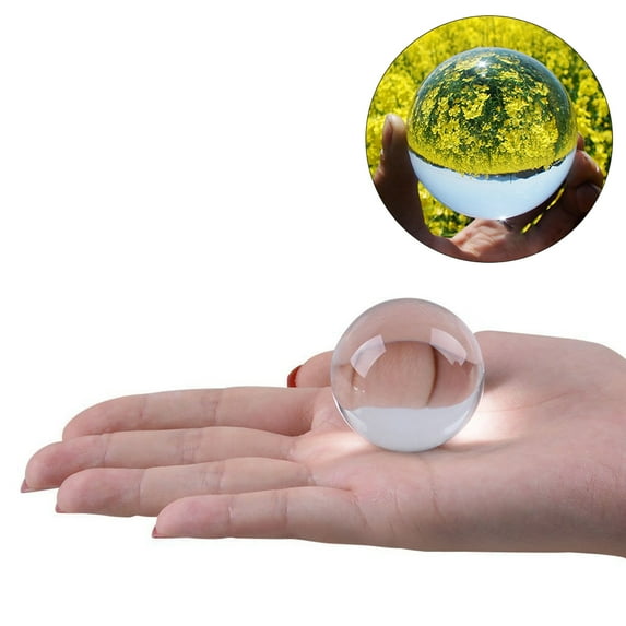 REACHISE 4cm Crystal Ball Photography Prop Meditation Ball Juggling Glass Sphere Display (Transparent white)