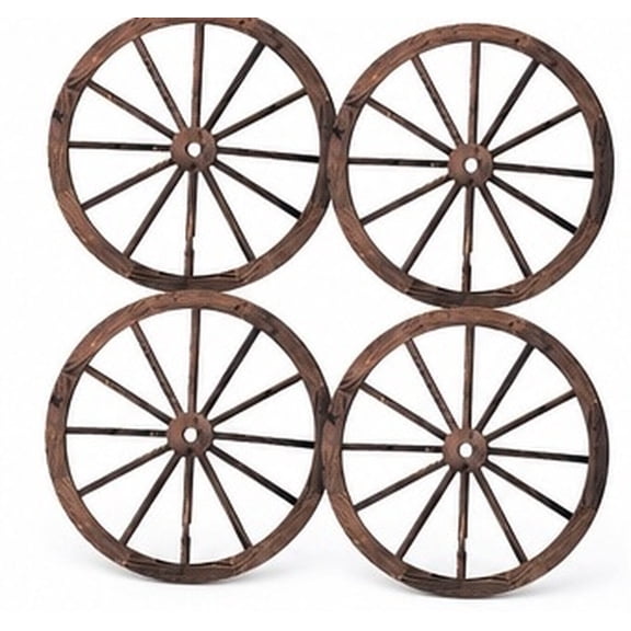 REACHISE 4pcs Wooden Wagon Wheel Decor for Western Party