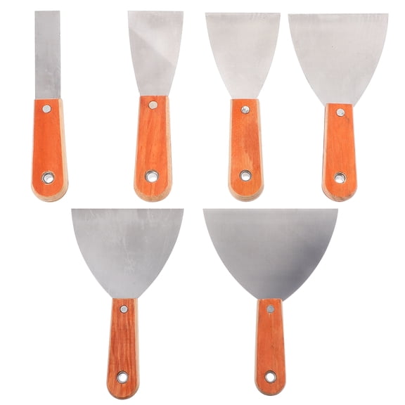 REACHISE 6-Piece Steel Putty Scraper Set with Polished Blades, Portable and Trowel Tool for Home Repair
