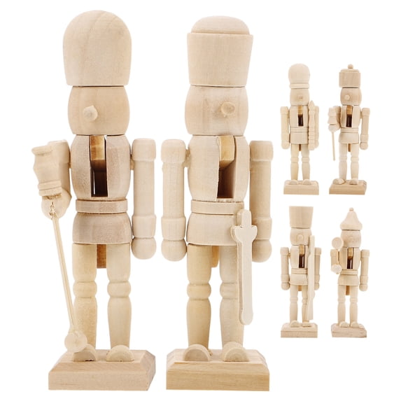 REACHISE 6pcs Unfinished Wooden Nutcracker Figures 12cm for Christmas & New Year Gift