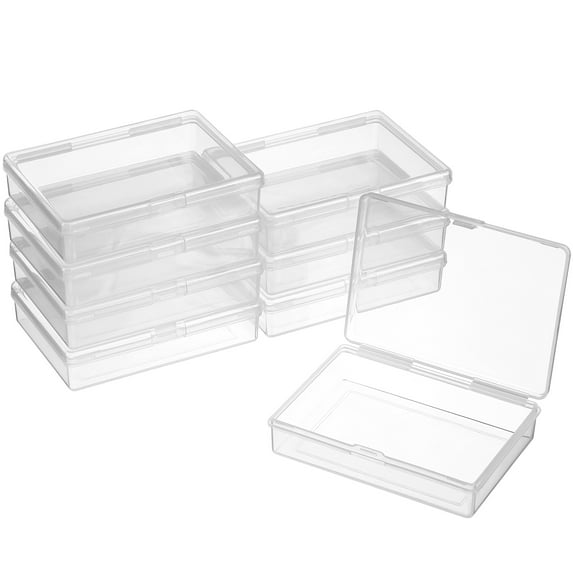 REACHISE 8 Pcs Small Clear Boxes Plastic Case Playing Card Case Small Jewelry Box Trinket Box Bead Storage Containers