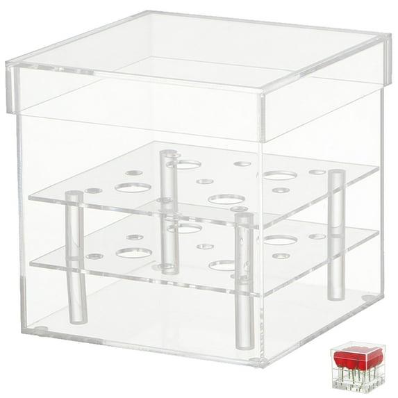 FUEENIRVA Clear Decorative Vase Flower Cube Vase Acrylic Flower Storage Women Elegant Picnic 1Pcs