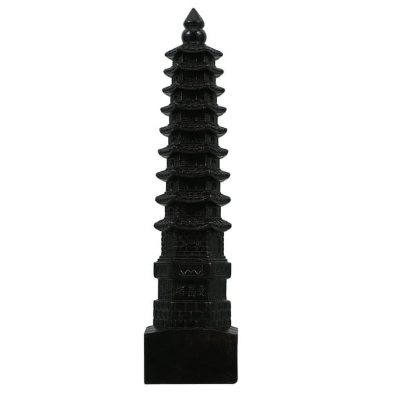 REACHISE Antique Pagoda Tower Statue Wooden Figurine Fengshui Decor 22cm