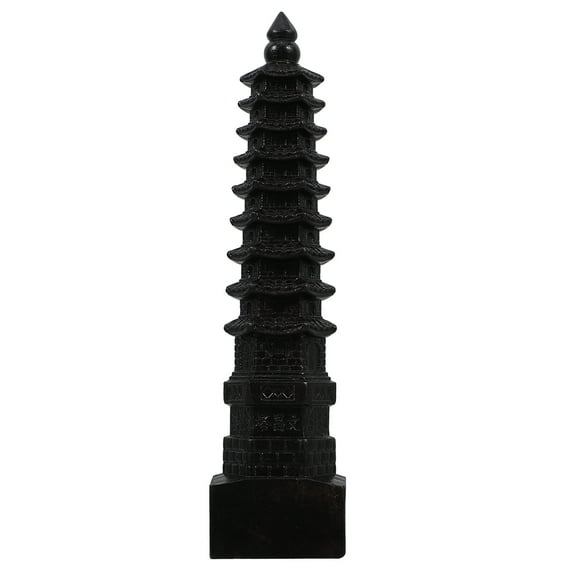 REACHISE Antique Pagoda Tower Statue Wooden Figurine Fengshui Decor 22cm