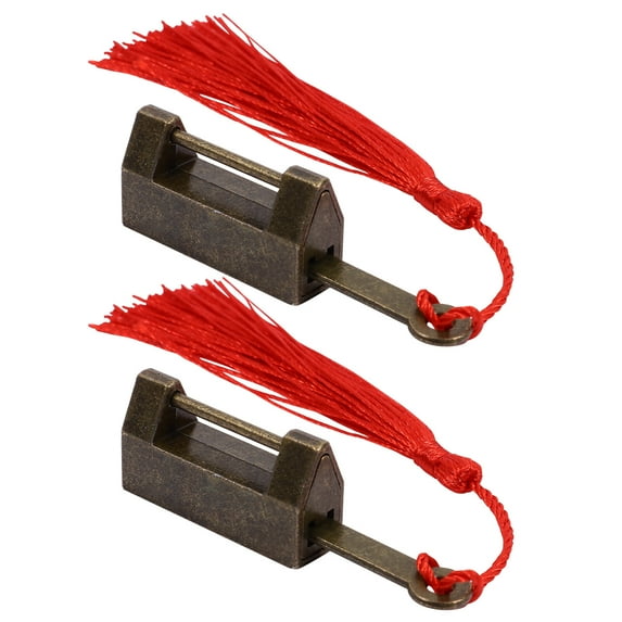 REACHISE Chinese Vintage Padlock with Key Tassel for Jewelry Box Drawer