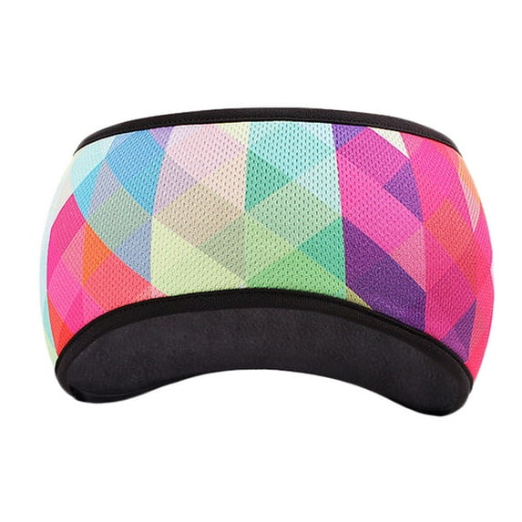 REACHISE Colorful Rhombus Pattern Sports Ear Warmer Winter Head Wrap Elastic Ear Cover Sweatband for Cycling Running Skiing