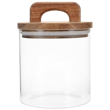REACHISE Glass Food Storage Container with Wooden Lid Canister Kitchen Glass Canister Sugar Container