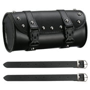 REACHISE LIOOBO Universal Motorcycle Saddlebag Waterproof Tool Bag Mounting Strap Round Storage Bag (Black)