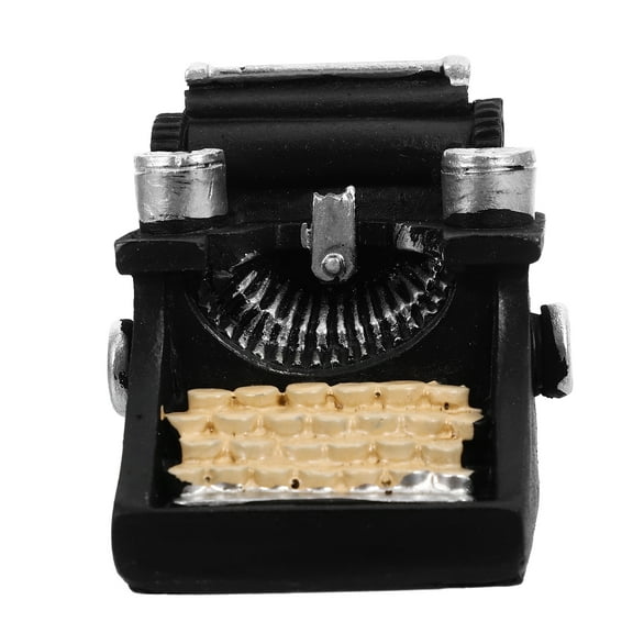 FUEENIRVA Vintage Typewriter Decor Figurine Black Resin 1Set 2.2X2.2X1.8In