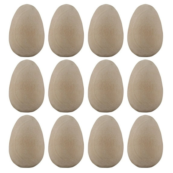 REACHISE SEWACC 12pcs Unfinished Wooden Bird Eggs for Crafts and Decorations
